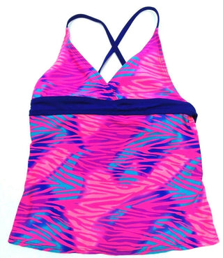 TYR Girls' Swimwear Tankini Claire Crossback Top Multicolor Youth Size M 7/8