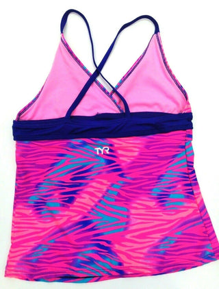 TYR Girls' Swimwear Tankini Claire Crossback Top Multicolor Youth Size M 7/8