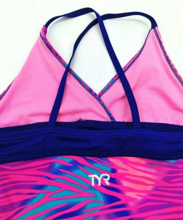 TYR Girls' Swimwear Tankini Claire Crossback Top Multicolor Youth Size M 7/8