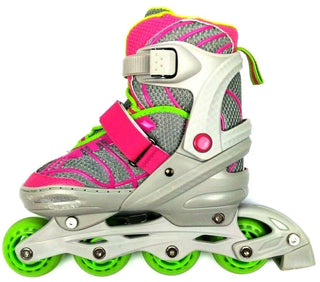 DBX Girls' Equinox Adjustable Inline Skate Pink Green Grey Medium 1-4