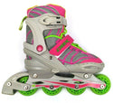 DBX Girls' Equinox Adjustable Inline Skate Pink Green Grey Medium 1-4