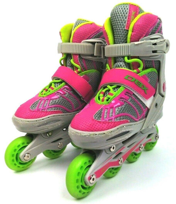 DBX Girls' Equinox Adjustable Inline Skate Pink Green Grey Medium 1-4