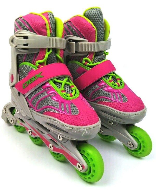 DBX Girls' Equinox Adjustable Inline Skate Pink Green Grey Medium 1-4