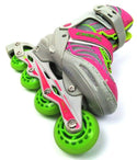 DBX Girls' Equinox Adjustable Inline Skate Pink Green Grey Medium 1-4