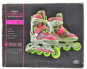 DBX Girls' Equinox Adjustable Inline Skate Pink Green Grey Medium 1-4