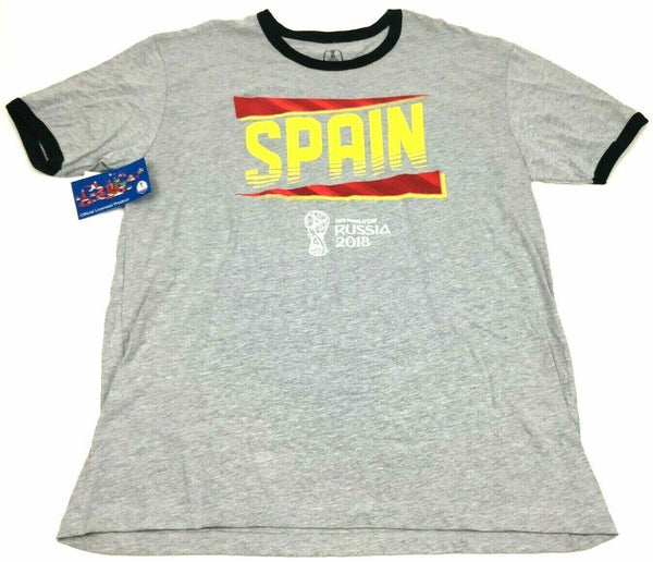 FIFA Russia World Cup Men's  T-Shirt Graphic Spain Soccer Team Grey XLarge New