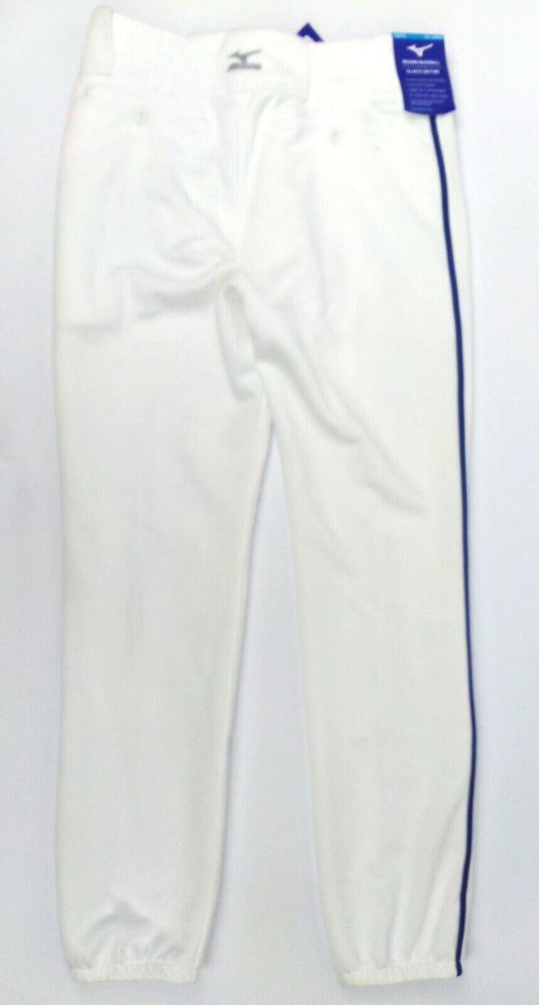 Mizuno Youth Premier Classic Fit Piped Baseball Pant White with Royal Piping