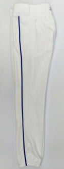 Mizuno Youth Premier Classic Fit Piped Baseball Pant White with Royal Piping