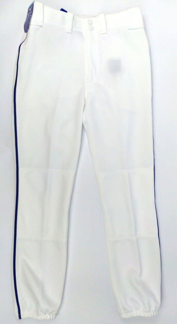 Mizuno Youth Premier Classic Fit Piped Baseball Pant White with Royal Piping