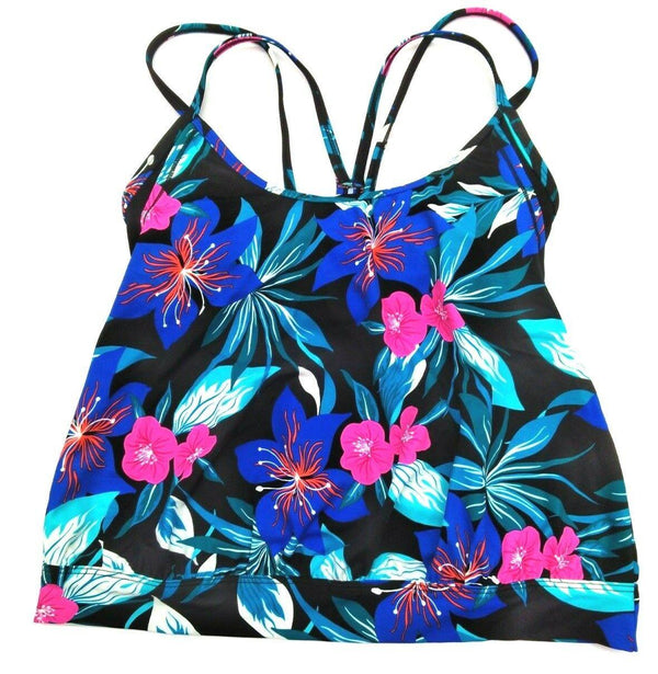 Women's Rosey Tankini Swim Top T-Back Tropical Floral Multicolor X-Small