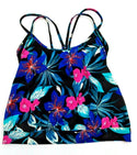 Women's Rosey Tankini Swim Top T-Back Tropical Floral Multicolor X-Small