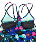 Women's Rosey Tankini Swim Top T-Back Tropical Floral Multicolor X-Small