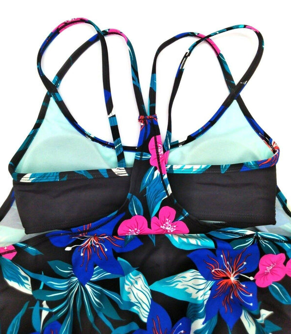 Women's Rosey Tankini Swim Top T-Back Tropical Floral Multicolor X-Small