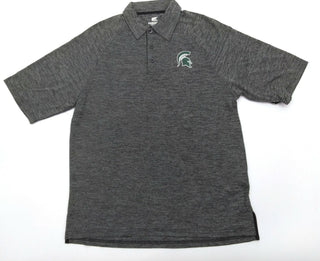 Men's Polo Shirt Michigan State Spartans Colosseum Micro Stripe Tee Grey Small