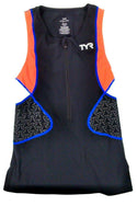 TYR Women's Sport Competitor Singlet Black Orange Blue Size Large