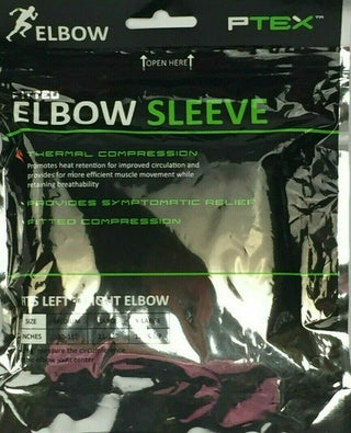 PTEX Elbow Sleeve Fitted Thermal Symptomatic Relief Compression Black - Medium