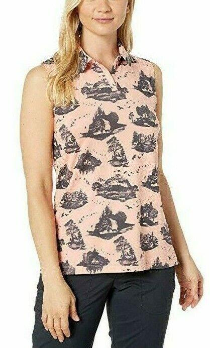 Ladies Golf Polo T-Shirt Dri-Fit Sleeveless Printed Pink Quartz Size X-Small New