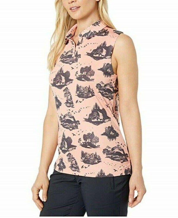 Ladies Golf Polo T-Shirt Dri-Fit Sleeveless Printed Pink Quartz Size X-Small New