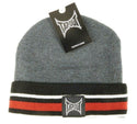 Tapout Winter Beanie Cuffed Striped Hat Charcoal Grey One Size