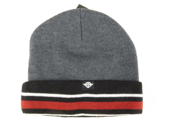Tapout Winter Beanie Cuffed Striped Hat Charcoal Grey One Size