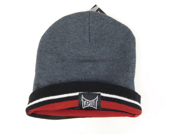 Tapout Winter Beanie Cuffed Striped Hat Charcoal Grey One Size
