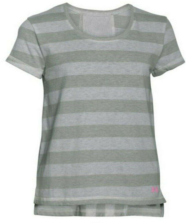 Under Armour Girls' T-Shirt Loose Fit Finale Short Sleeve Stripped Whisper Grey