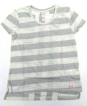Under Armour Girls' T-Shirt Loose Fit Finale Short Sleeve Stripped Whisper Grey