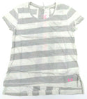 Under Armour Girls' T-Shirt Loose Fit Finale Short Sleeve Stripped Whisper Grey