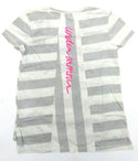 Under Armour Girls' T-Shirt Loose Fit Finale Short Sleeve Stripped Whisper Grey