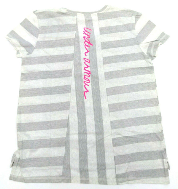 Under Armour Girls' T-Shirt Loose Fit Finale Short Sleeve Stripped Whisper Grey