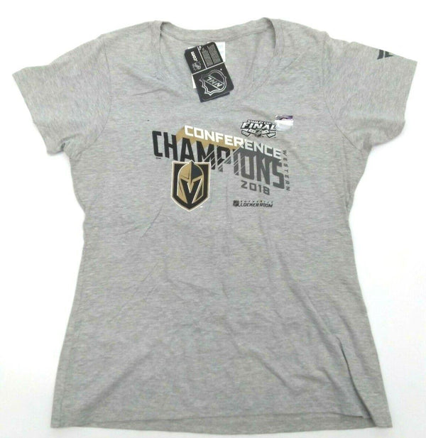Golden Knights Women's T-Shirt Western Conference Champions Grey Large - New