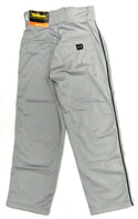 Wilson Youth's Baseball Pants Poly Warp Relaxed Piped Grey Black Small New