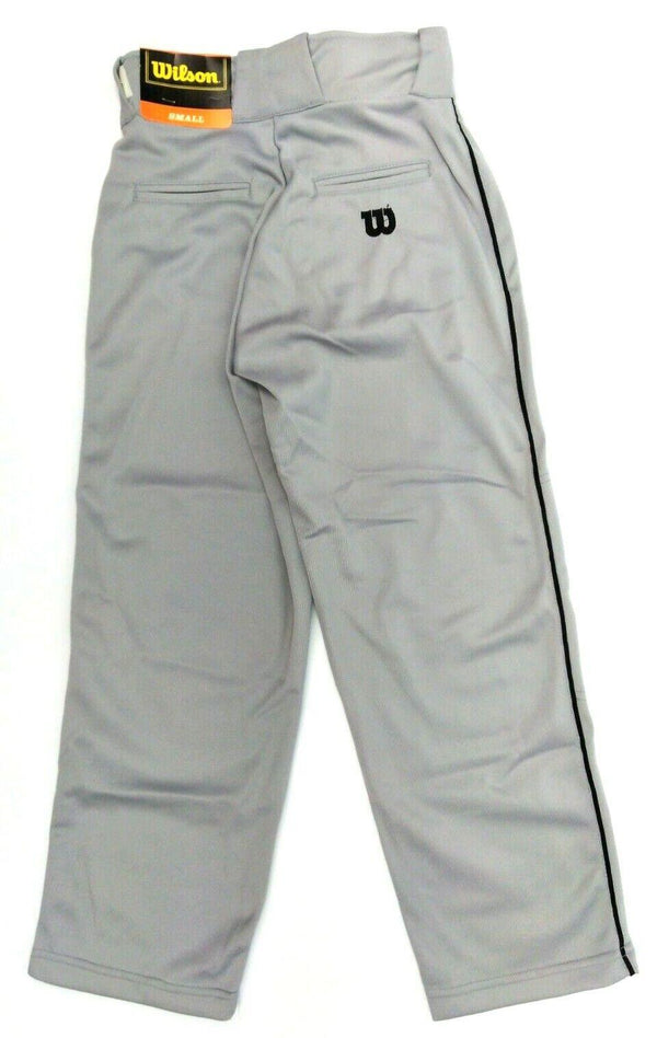 Wilson Youth's Baseball Pants Poly Warp Relaxed Piped Grey Black Small New