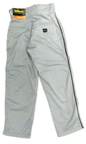 Wilson Youth's Baseball Pants Poly Warp Relaxed Piped Grey Black Small New