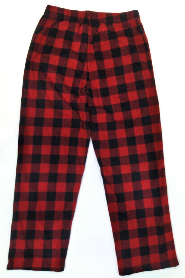 Women's Pajama Pants Cozy Fleece Drawstring Pant Red Black Plaid Size Medium