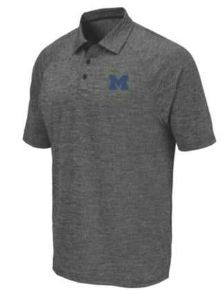 Colosseum Men's Short Sleeve Polo Shirt Michigan Wolverines 3 Button Grey Small