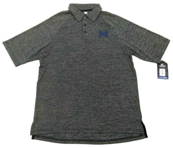 Colosseum Men's Short Sleeve Polo Shirt Michigan Wolverines 3 Button Grey Small