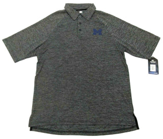 Colosseum Men's Short Sleeve Polo Shirt Michigan Wolverines 3 Button Grey Small