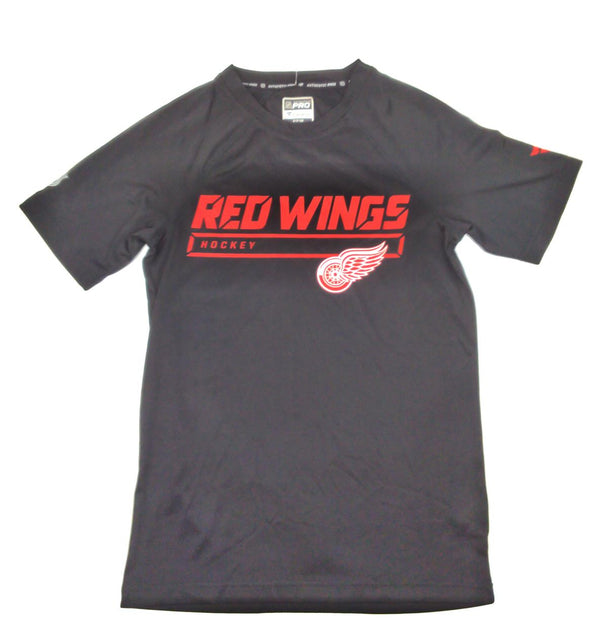 Men's T-Shirt NHL Detroit Red Wings Pro Prime Short Sleeve Crew Neck Black Small
