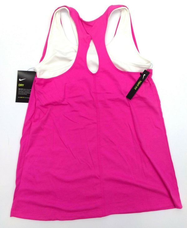 Nike Girl's Tank Top Breathe 2 in 1 Training Top Laser Fuchsia Pink Foam New