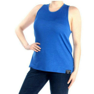 Calvin Klein Women's Tank Top Racerback Sleeveless Jewel Neck Vest Blue XL