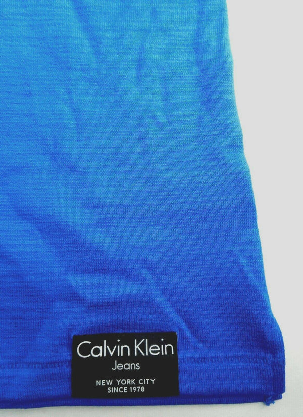 Calvin Klein Women's Tank Top Racerback Sleeveless Jewel Neck Vest Blue XL