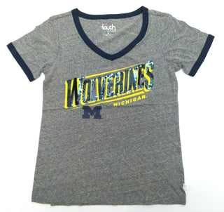 Touch by Alyssa Milano Women's T-Shirt Michigan Wolverines Sequin Grey Small