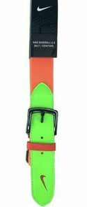 Nike Baseball 2.0 Belts Adjustable Adult Unisex OSFM Green Orange - 2 Pack