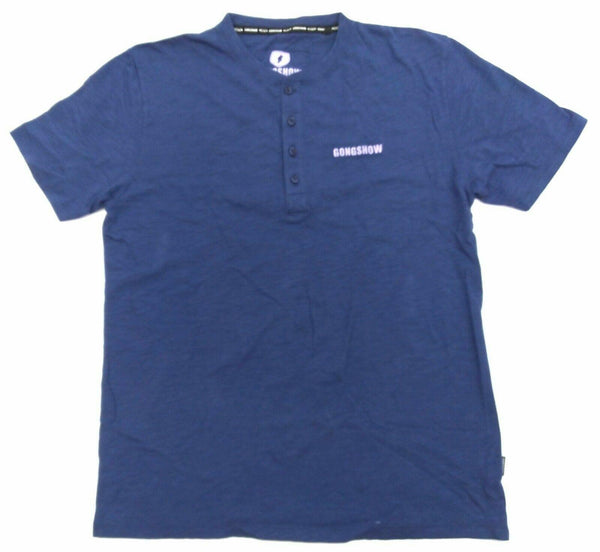 Gongshow Men's T-Shirt Under the Radar Half Button Short Sleeve Purple New