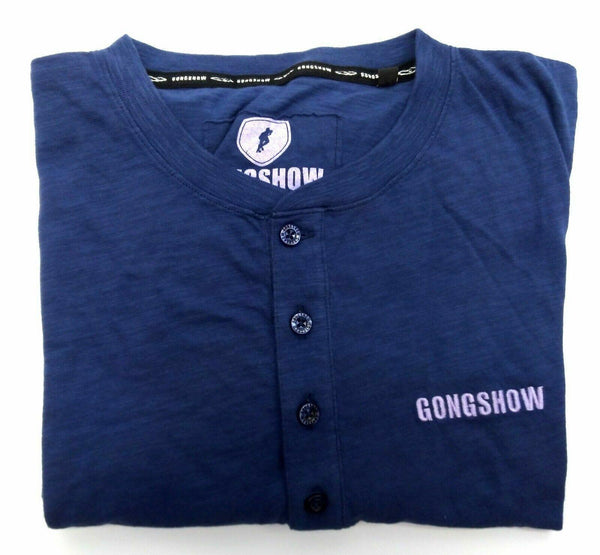 Gongshow Men's T-Shirt Under the Radar Half Button Short Sleeve Purple New