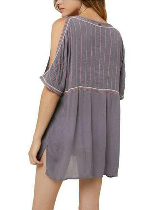 O'Neill Women's Swimsuit Coverups Lavender Geometric Cutout Cover-up Grey Small