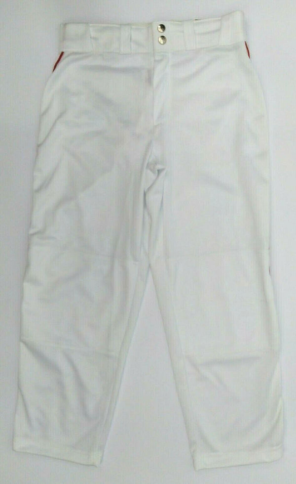 Wilson Youth Boy's Baseball Pants Relaxed Fit Warp Piped White Scarlet Large
