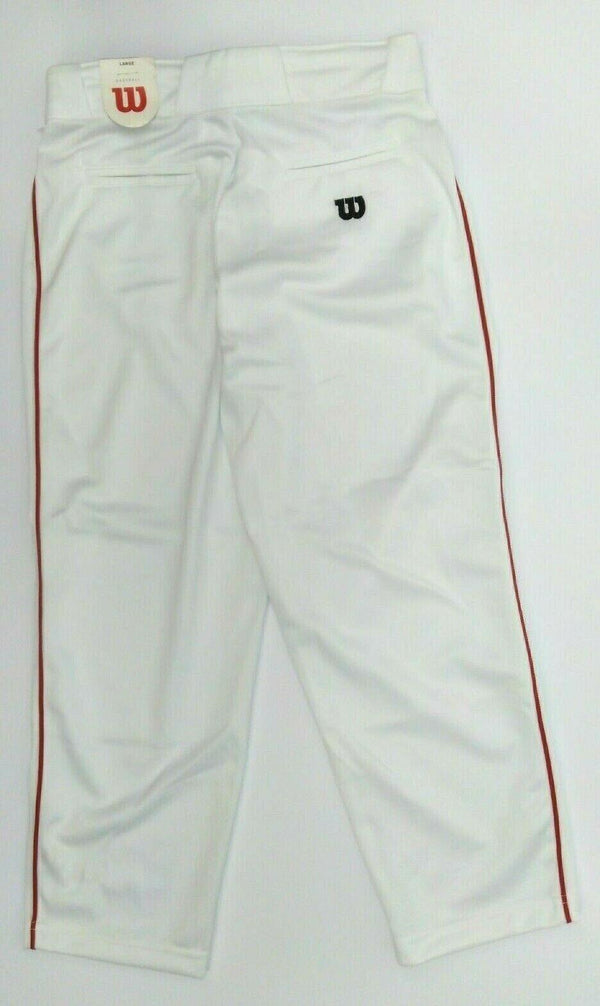 Wilson Youth Boy's Baseball Pants Relaxed Fit Warp Piped White Scarlet Large