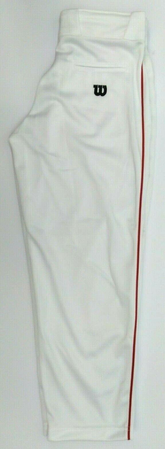 Wilson Youth Boy's Baseball Pants Relaxed Fit Warp Piped White Scarlet Large
